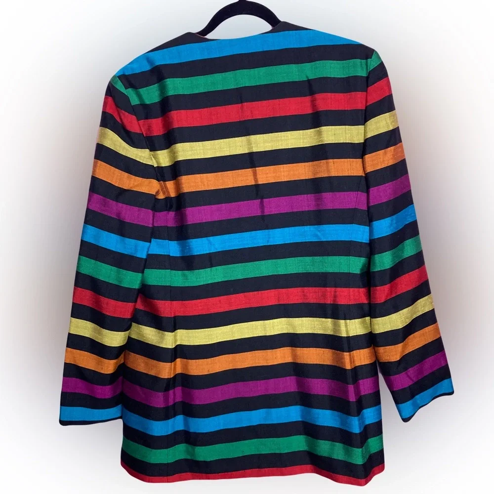 Vintage Christian Dior Colorful Striped Blazer Size 10 Multicolored